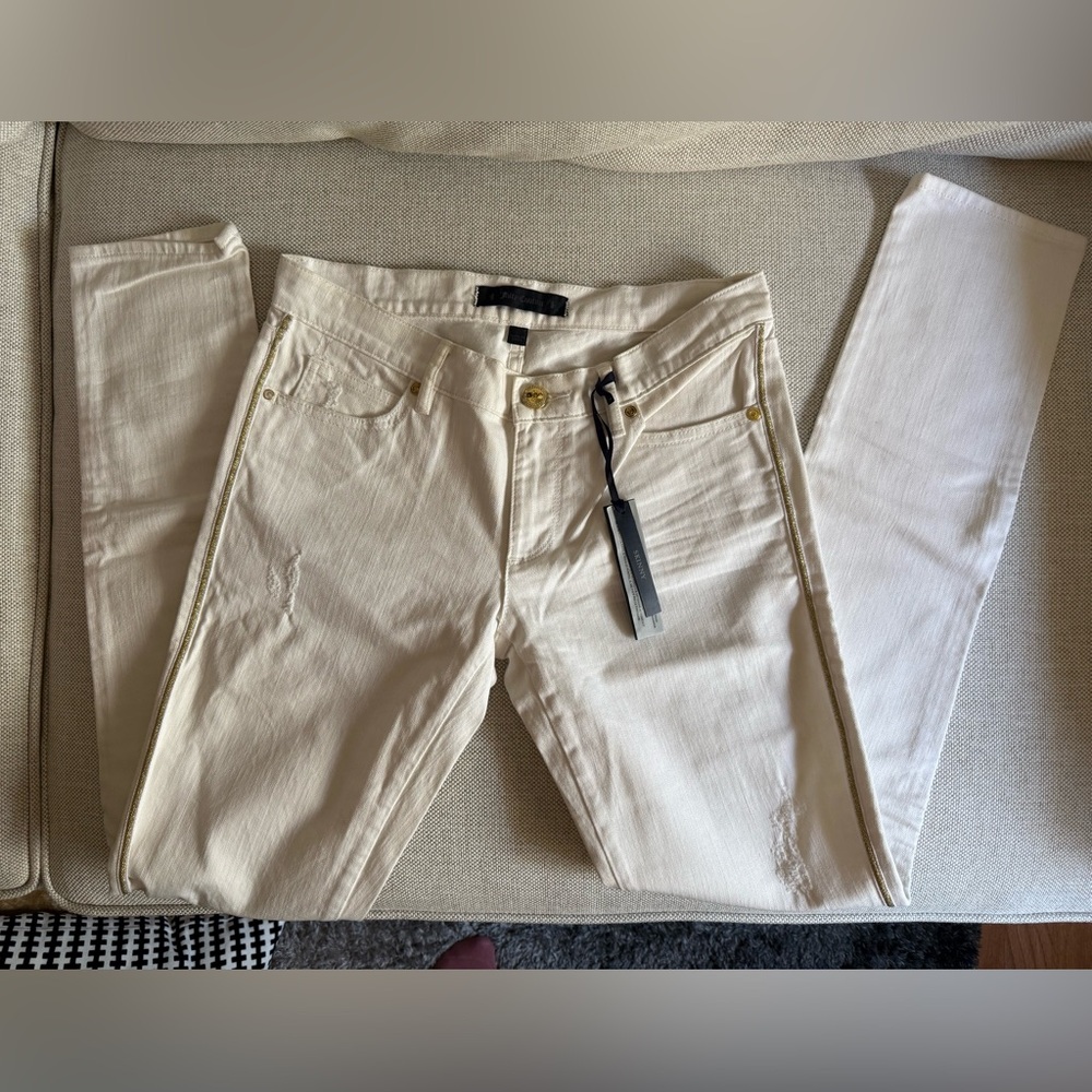Juicy Couture white  jean with Gold trim